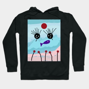 Kids Swimming Stick Figure Hoodie